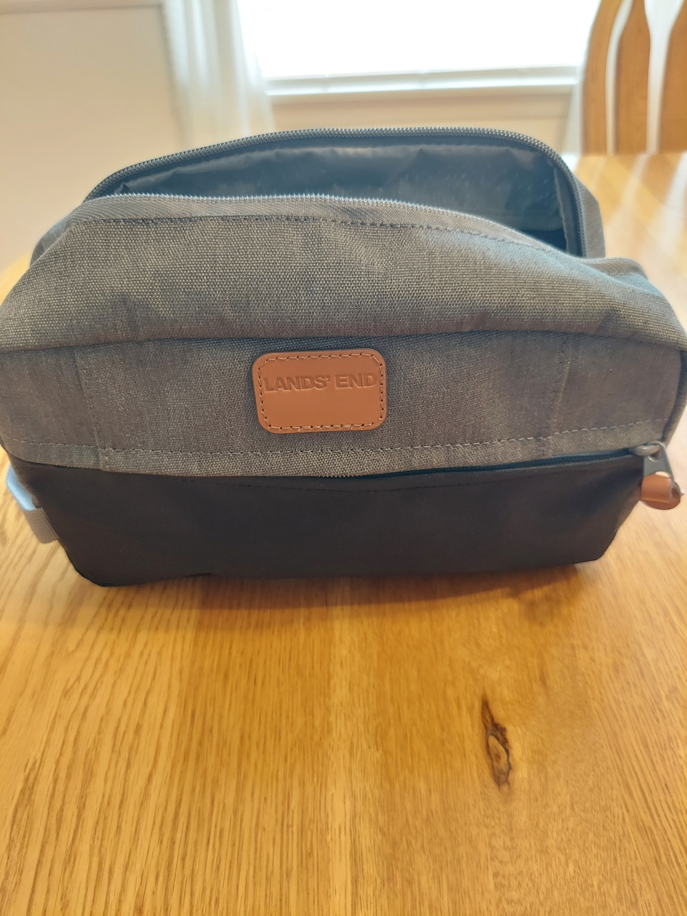 Lands' End Two-Tone Gray and Black Toiletry Bag
